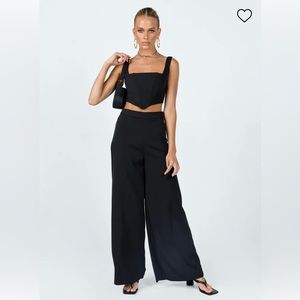 Princess Polly Elias Set Black Size 4 (fits like 2) Corset top Wide leg Pants